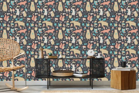 Tapeta Dla Dzieci - Leśne Zwierzątka I Rośliny Flizelina 53x1000 TR-2838-VER-53