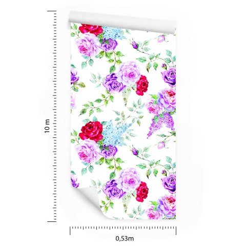 Tapeta Kolorowe Róże - Akwarela Vintage Flizelina 53x1000 TR-954-VER-53