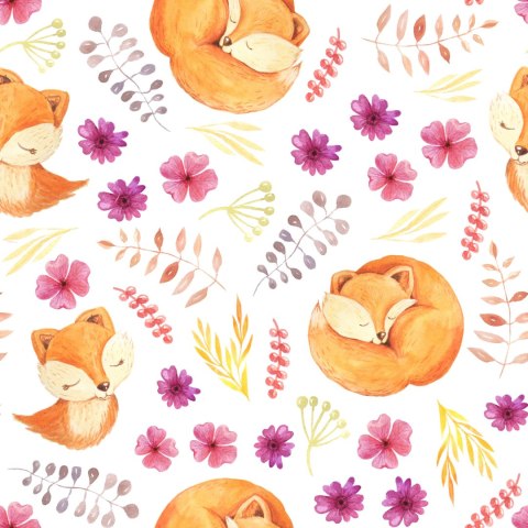 Tapeta Małe Liski Z Kwiatami Flizelina 53x1000 TR-4013-VER-53