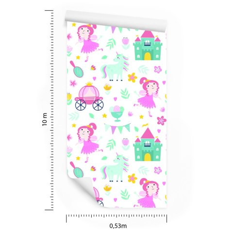 Tapeta Dla Dzieci - Jednorożce I Księżniczki Flizelina 53x1000 TR-436-VER-53
