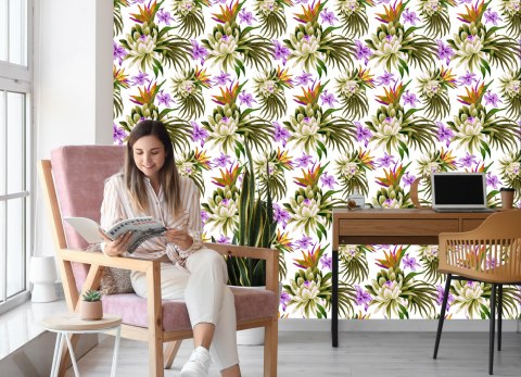 Tapeta Kwiaty Lotosu 3D Flizelina 53x1000 TR-3457-VER-53