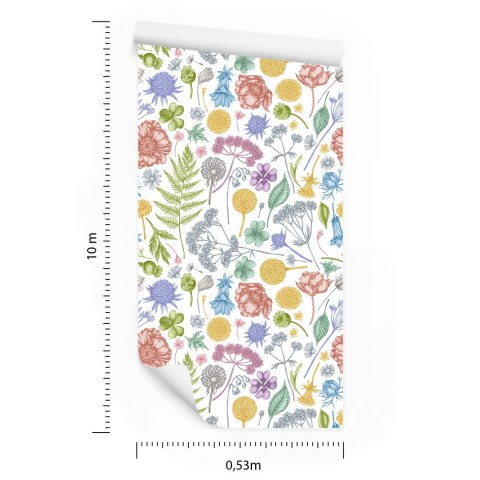 Tapeta Kwiaty Polne Z Paprocią Flizelina 53x1000 TR-3909-VER-53