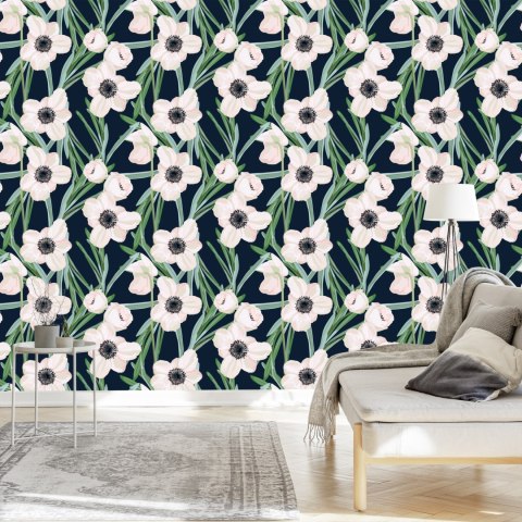 Tapeta Kwiaty - Zawilec Na Ciemnym Tle Flizelina 53x1000 TR-205-VER-53