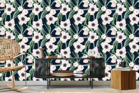 Tapeta Kwiaty - Zawilec Na Ciemnym Tle Flizelina 53x1000 TR-205-VER-53