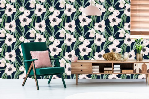 Tapeta Kwiaty - Zawilec Na Ciemnym Tle Flizelina 53x1000 TR-205-VER-53