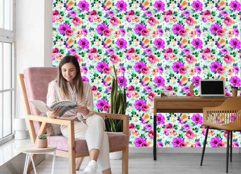 Tapeta Piękne Kwiaty Malowane Akwarelą Flizelina 53x1000 TR-1047-VER-53