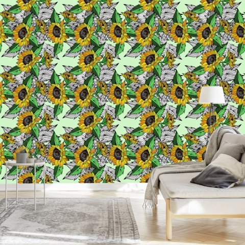 Tapeta Słoneczniki Z Roślinami Flizelina 53x1000 TR-4157-VER-53