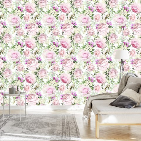 Tapeta Róże Wśród Zielonych Liści Flizelina 53x1000 TR-3353-VER-53