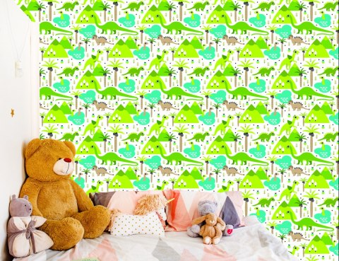 Tapeta Dinozaury Jeziora Drzewa Do Pokoju Chłopca Flizelina 53x1000 TR-2041-VER-53