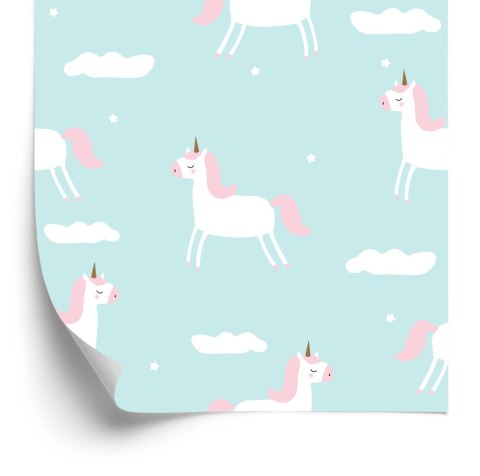 Tapeta Dla Dzieci - Jednorożce Wśród Chmur Flizelina 53x1000 TR-594-VER-53