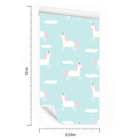 Tapeta Dla Dzieci - Jednorożce Wśród Chmur Flizelina 53x1000 TR-594-VER-53
