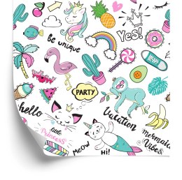 Tapeta Dla Dzieci - Kolorowe Jednorożce I Przyjaciele Flizelina 53x1000 TR-1719-VER-53