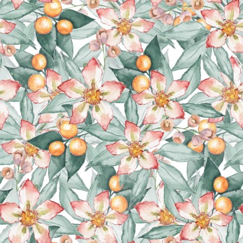 Tapeta Kolorowe Liście I Kwiaty Malowane Akwarelą Flizelina 53x1000 TR-284-VER-53