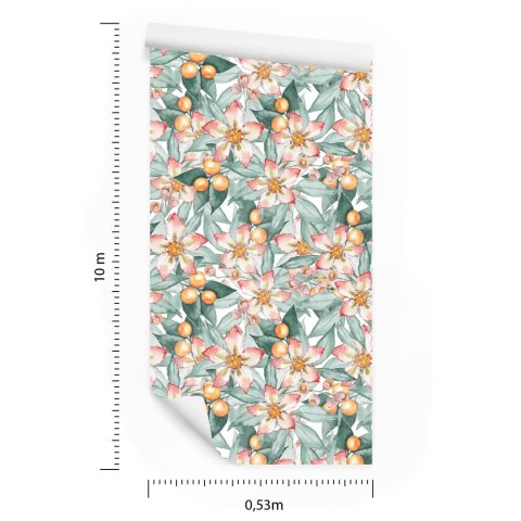 Tapeta Kolorowe Liście I Kwiaty Malowane Akwarelą Flizelina 53x1000 TR-284-VER-53