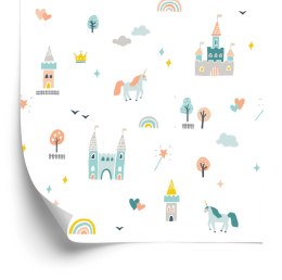 Tapeta Bajkowa Zamek Jednorożce, Do Pokoju Dziecka Flizelina 53x1000 TR-1716-VER-53