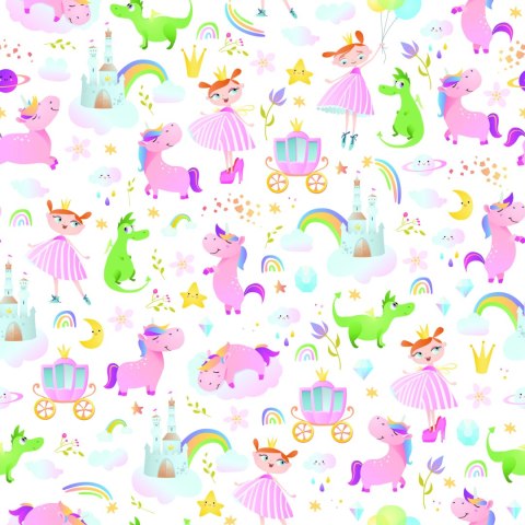 Tapeta Dla Dzieci - Księżniczki, Jednorożce I Smoki Flizelina 53x1000 TR-393-VER-53