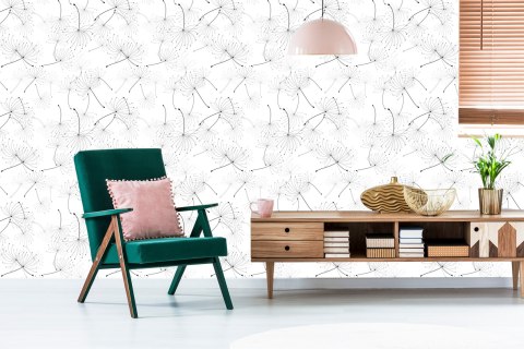 Tapeta Do Sypialni Czarno-Białe Nasiona Dmuchawca Flizelina 53x1000 TR-4097-VER-53