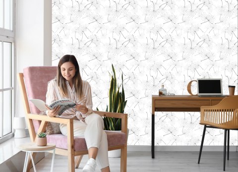 Tapeta Do Sypialni Czarno-Białe Nasiona Dmuchawca Flizelina 53x1000 TR-4097-VER-53