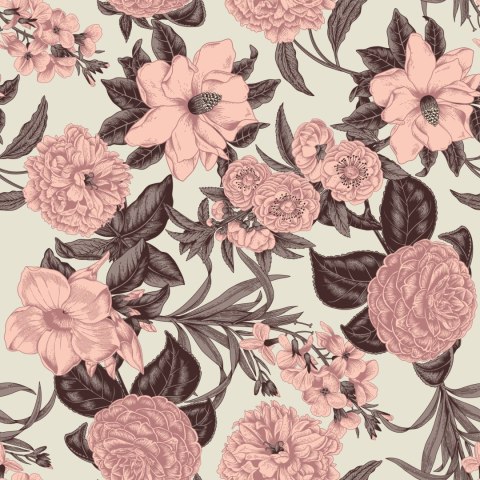 Tapeta Pastelowe Kwiaty W Stylu Vintage Flizelina 53x1000 TR-569-VER-53