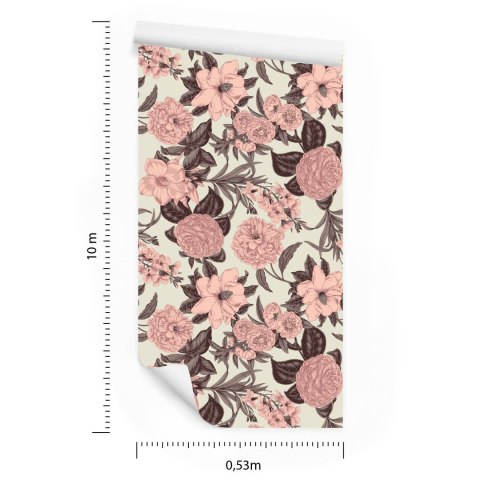 Tapeta Pastelowe Kwiaty W Stylu Vintage Flizelina 53x1000 TR-569-VER-53