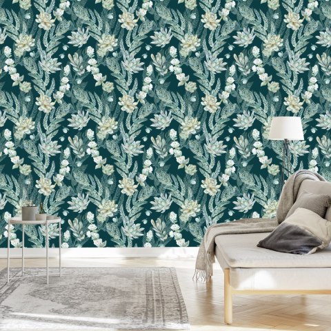 Tapeta Stylowe Kwiaty I Liście Flizelina 53x1000 TR-1277-VER-53