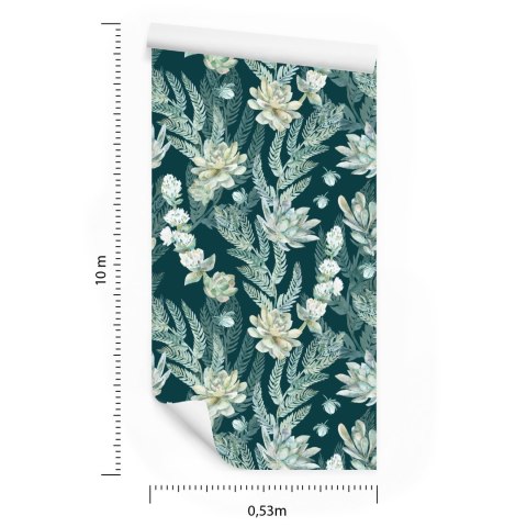 Tapeta Stylowe Kwiaty I Liście Flizelina 53x1000 TR-1277-VER-53