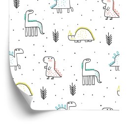 Tapeta Dinozaury Kropki Rośliny Do Pokoju Chłopca Flizelina 53x1000 TR-2250-VER-53