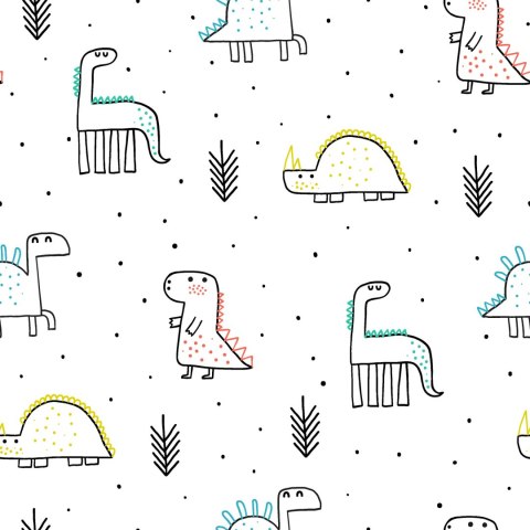 Tapeta Dinozaury Kropki Rośliny Do Pokoju Chłopca Flizelina 53x1000 TR-2250-VER-53