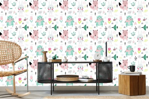 Tapeta Dla Dzieci - Sympatyczne Leśne Zwierzątka Flizelina 53x1000 TR-754-VER-53