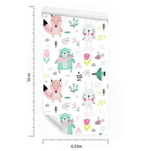 Tapeta Dla Dzieci - Sympatyczne Leśne Zwierzątka Flizelina 53x1000 TR-754-VER-53