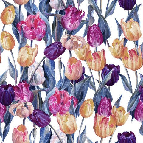 Tapeta Kolorowe Malowane Tulipany Flizelina 53x1000 TR-4129-VER-53