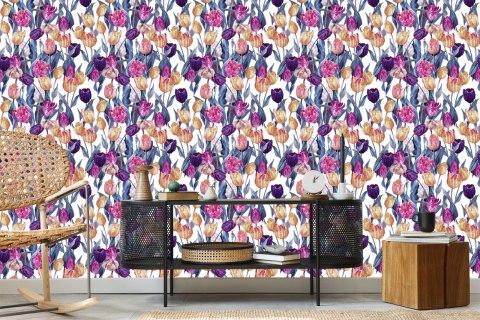 Tapeta Kolorowe Malowane Tulipany Flizelina 53x1000 TR-4129-VER-53