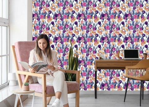 Tapeta Kolorowe Malowane Tulipany Flizelina 53x1000 TR-4129-VER-53