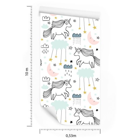 Tapeta Dla Dzieci - Śpiące Jednorożce Flizelina 53x1000 TR-317-VER-53