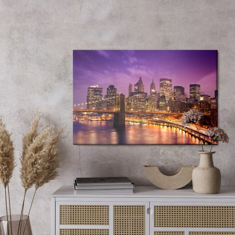 Obraz Na Płótnie Centrum Nowego Jorku Nocą Canvas Naturalny 120x80 LB-1388-NC120-80