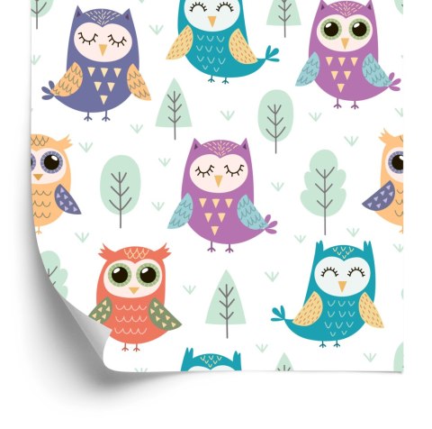 Tapeta Dla Dzieci - Wesołe Sówki Flizelina 53x1000 TR-400-VER-53