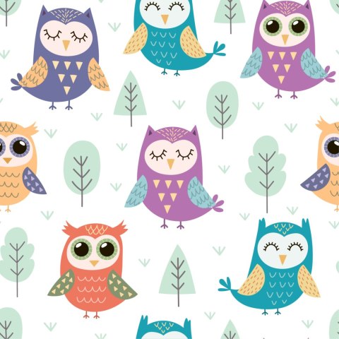 Tapeta Dla Dzieci - Wesołe Sówki Flizelina 53x1000 TR-400-VER-53
