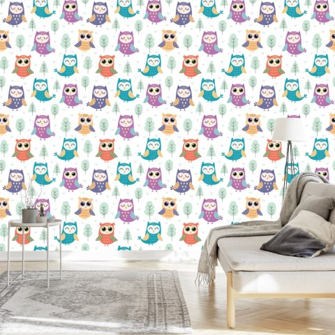 Tapeta Dla Dzieci - Wesołe Sówki Flizelina 53x1000 TR-400-VER-53