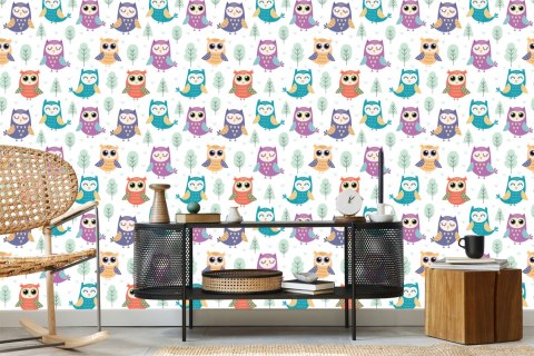 Tapeta Dla Dzieci - Wesołe Sówki Flizelina 53x1000 TR-400-VER-53
