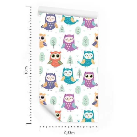 Tapeta Dla Dzieci - Wesołe Sówki Flizelina 53x1000 TR-400-VER-53