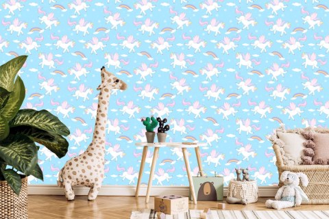 Tapeta Dla Dzieci - Urocze Jednorożco - Pegazy Flizelina 53x1000 TR-1132-VER-53