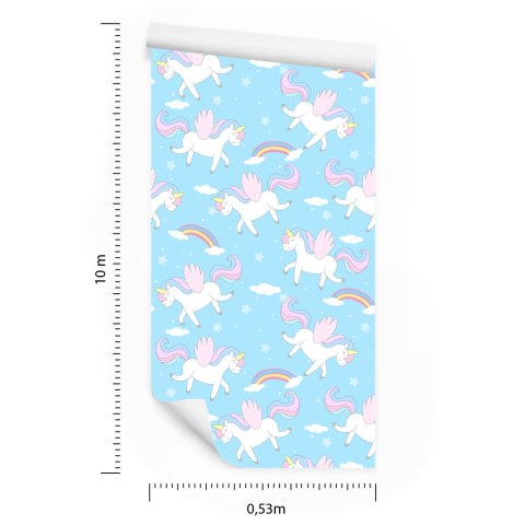Tapeta Dla Dzieci - Urocze Jednorożco - Pegazy Flizelina 53x1000 TR-1132-VER-53