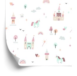 Tapeta Dla Dzieci, Chmury Tęcza Jednorożce Z Bajki Flizelina 53x1000 TR-1746-VER-53