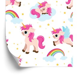 Tapeta Dla Dzieci - Jednorożce Na Tle Gwiazd I Tęczy Flizelina 53x1000 TR-3360-VER-53