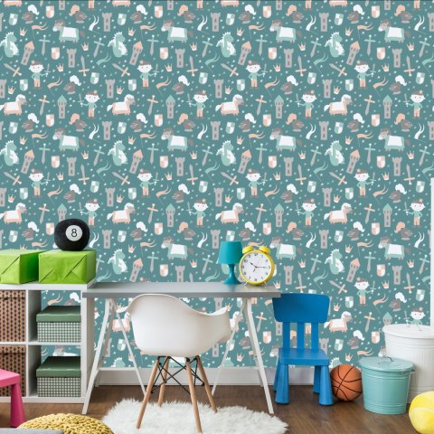 Tapeta Bajkowa Dla Dzieci, Konie, Gwiazdy, Rycerz Flizelina 53x1000 TR-3160-VER-53