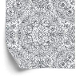 Tapeta Czarno - Biała Mozaika Na Wzór Mandali Flizelina 53x1000 TR-21-VER-53