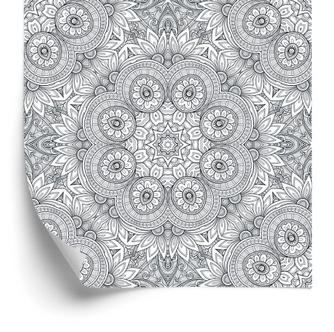 Tapeta Czarno - Biała Mozaika Na Wzór Mandali Flizelina 53x1000 TR-21-VER-53