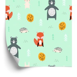 Tapeta Dla Dzieci - Leśne Zwierzątka W Pastelowych Barwach Flizelina 53x1000 TR-886-VER-53