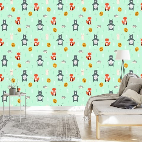 Tapeta Dla Dzieci - Leśne Zwierzątka W Pastelowych Barwach Flizelina 53x1000 TR-886-VER-53