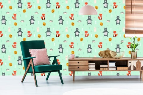 Tapeta Dla Dzieci - Leśne Zwierzątka W Pastelowych Barwach Flizelina 53x1000 TR-886-VER-53